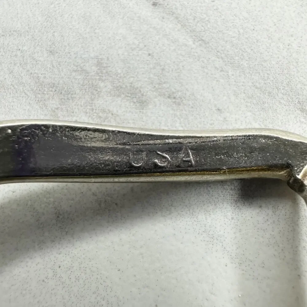 Vintage Two Tone Silver Gold Simple Basic Prong Belt Buckle Made in USA Unisex ✨
